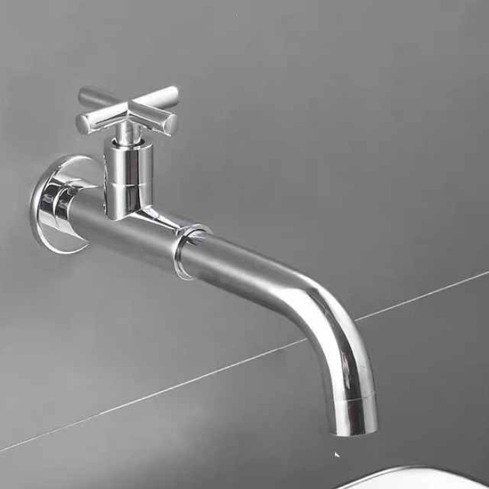 Wall Mounted Bathroom Sink Faucet Cold Only, 360 Swivel Brass Basin Taps, Single Handle One Hole Vessel Tap Washroom