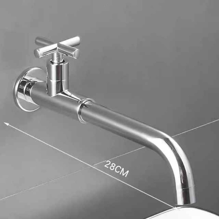 Wall Mounted Bathroom Sink Faucet Cold Water Only, Basin Taps Vintage Brass Single Handles One 3 Hole Washroom Wash Baxin Tap