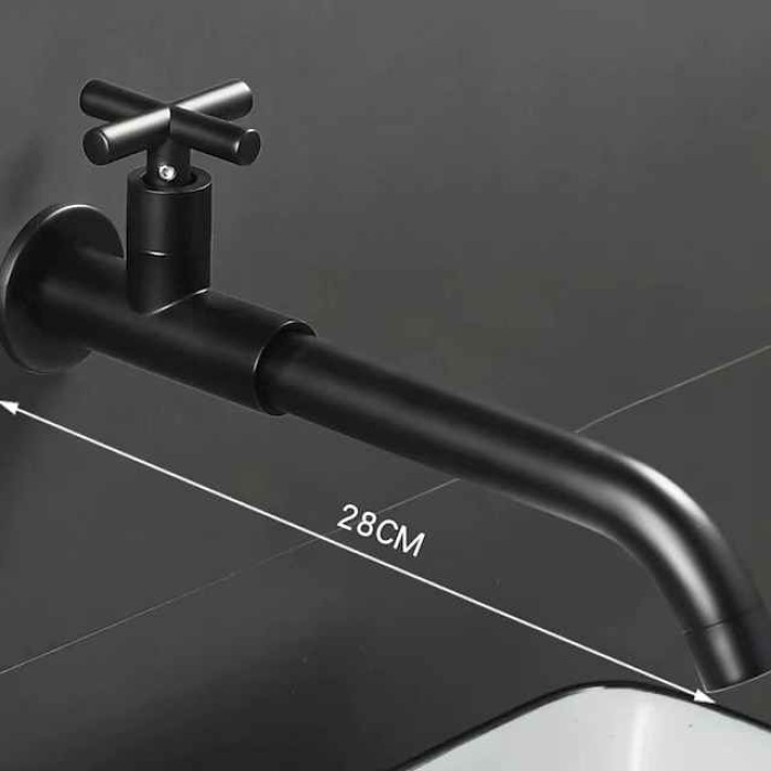 Wall Mounted Bathroom Sink Faucet Cold Water Only, Basin Taps Vintage Brass Single Handles One 3 Hole Washroom Wash Baxin Tap