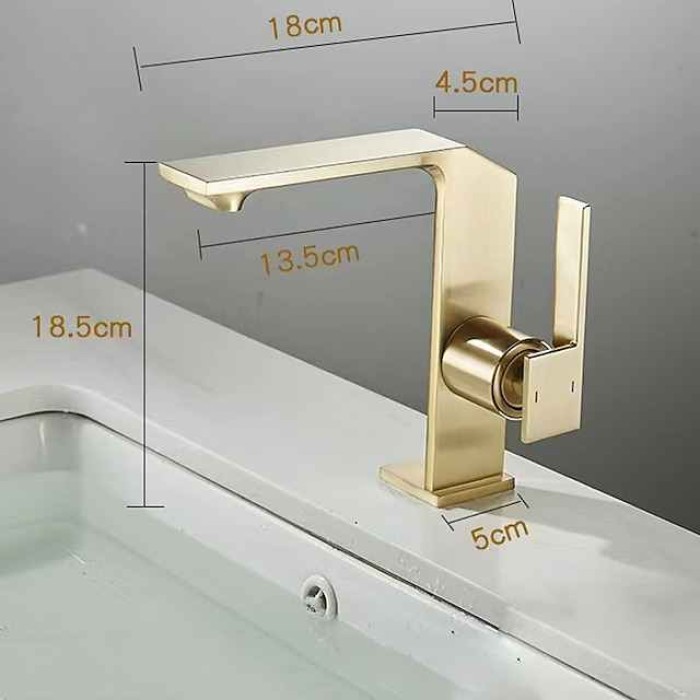 Waterfall Bathroom Sink Mixer Faucet Brass, Single Handle Washroom Basin Taps One Hole Faucets with Hot and Cold Hose, Waterfall Spout Brass Bathroom Tap Chrome Black Gold Grey