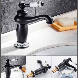 Vintage Bathroom Sink Mixer Faucet, Monobloc Washroom Basin Taps Single Handle One Hole Deck Mounted, Mono Retro Style Water Taps Hot and Cold Hose