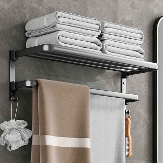 Gun Ash Bathroom Towel Rack Black Bathroom Storage Rack Toilet Bathroom Hardware Pendant Set Non Perforated Towel Rack