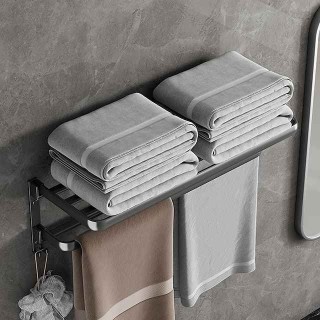 Gun Ash Bathroom Towel Rack Black Bathroom Storage Rack Toilet Bathroom Hardware Pendant Set Non Perforated Towel Rack