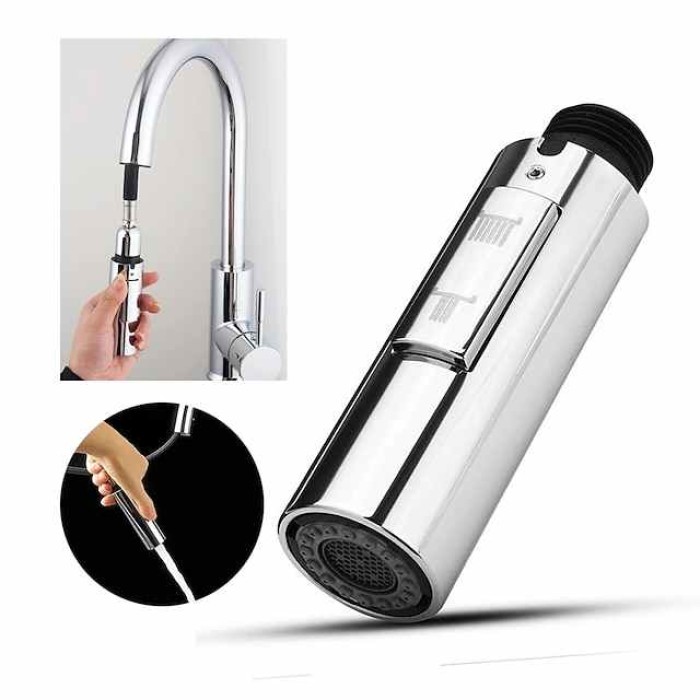 Kitchen Faucet Head Replacement Black Chrome, Pull Out Faucet Sprayer Head Nozzle Attachment Fittings Accessories, Aeration Spray Splash-proof Spout