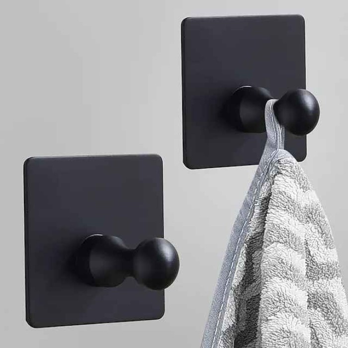 2-Packs Adhesive Hooks Heavy Duty Wall Hooks Waterproof Stainless Steel Hooks For Hanging Coat Hat Towel Robe Hook Wall Mounted Rack For Bathroom And Bedroom