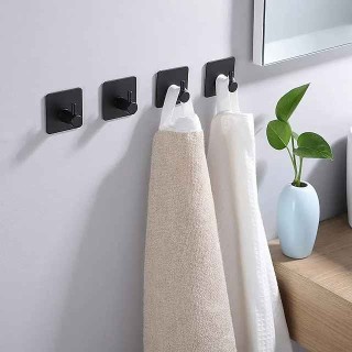 1/2pcs Adhesive Hooks Heavy Duty Wall Hooks Waterproof Stainless Steel Hooks For Hanging Coat Hat Towel Robe Hook Wall Mounted Rack For Bathroom And Bedroom