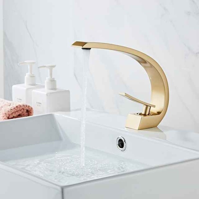 Bathroom Sink Mixer Faucet, Monobloc Washroom Brass Basin Taps Single Handle One Hole Deck Mounted, with Hot and Cold Hose, Chrome Oil-rubbed Bronze Brushed Golden Black Taps