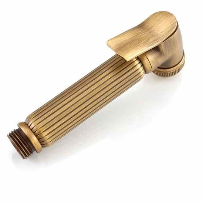 Bathroom Handheld Shower Bidet Shattaf Sprayer Set Wall Mount, Brass Gold Toilet Hand Held Bidet Shower Spray Wall Bracket Hose Diaper Cleaning