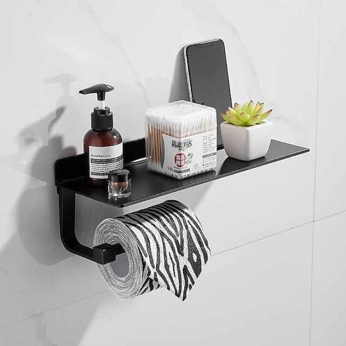 Toilet Paper Holder Space Aluminum Roller Paper Storage Rack Tissue Roll Hanger Bathroom Paper Towel Dispenser Office Toilet Paper Holder