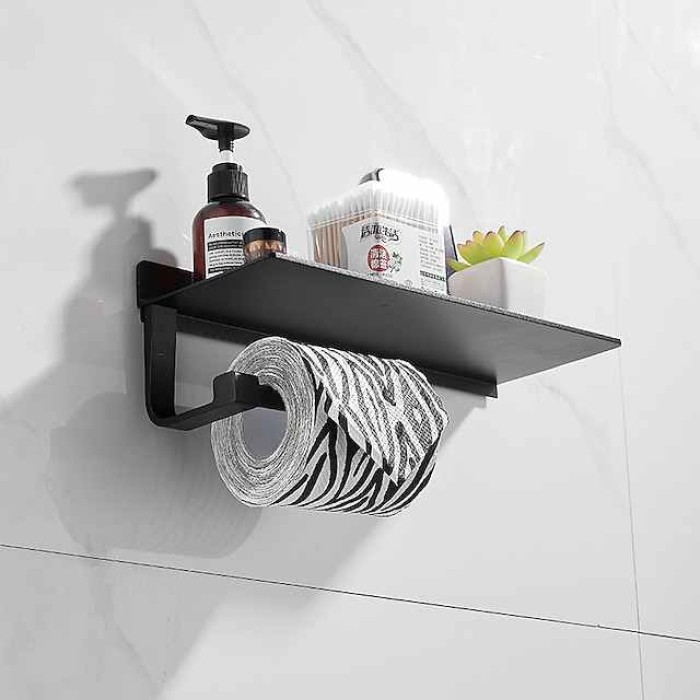 Toilet Paper Holder Space Aluminum Roller Paper Storage Rack Tissue Roll Hanger Bathroom Paper Towel Dispenser Office Toilet Paper Holder