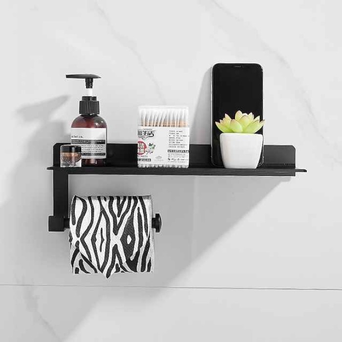 Toilet Paper Holder Space Aluminum Roller Paper Storage Rack Tissue Roll Hanger Bathroom Paper Towel Dispenser Office Toilet Paper Holder