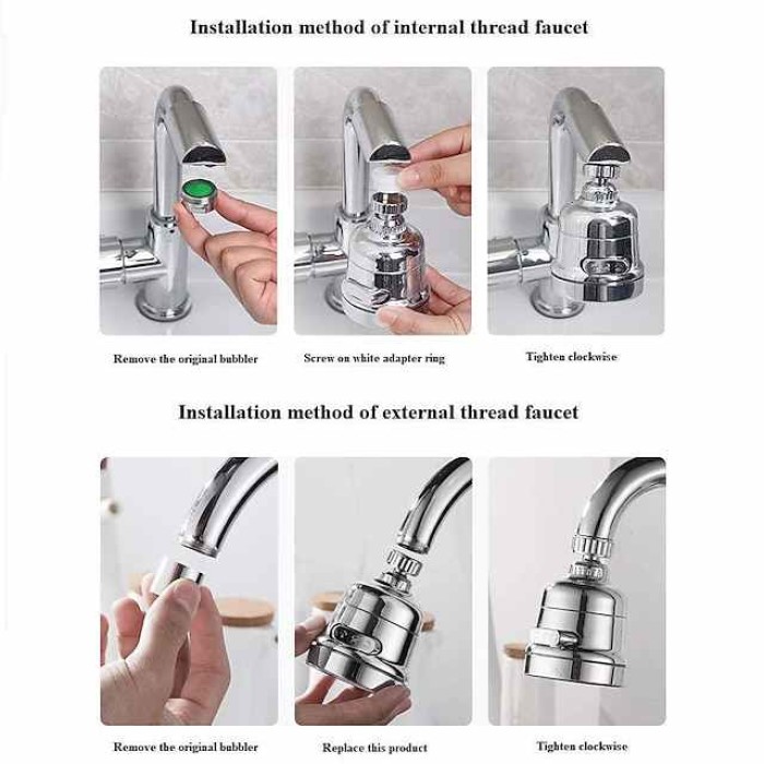 Kitchen Faucet Head Replacement 3 Mode, 360 Kitchen Sink Faucet Aerator Sprayer Attachment, Tap Accessories Water Saving Extend Nozzle Connect Adapter