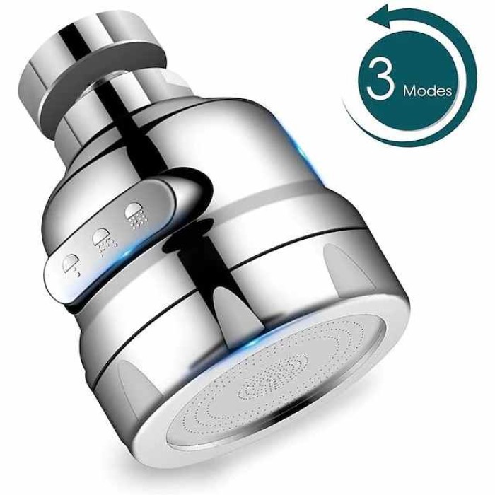 Kitchen Faucet Head Replacement 3 Mode, 360 Kitchen Sink Faucet Aerator Sprayer Attachment, Tap Accessories Water Saving Extend Nozzle Connect Adapter