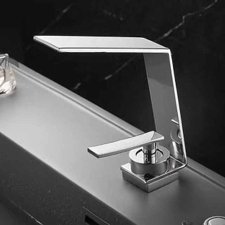 Waterfall Bathroom Sink Mixer Faucet, Basin Taps Mono Wash Basin Single Handle Washroom Tap with Hot and Cold Hose, Monobloc Vessel Water Brass Tap Deck Mounted