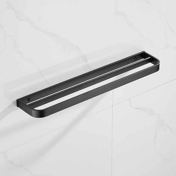 Towel Hanger Wall Mounted Towel Rail Space Aluminum Self Adhesive Towel Holder Double Pole No Drilling for Toilets Bathroom60CM