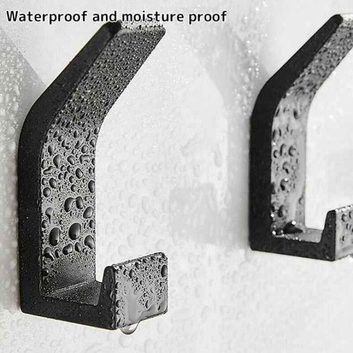 1PC Adhesive Hooks, Bath Towel Hooks Coat Hooks, Anti-Rust Waterproof Sticky Hooks for Kitchen Bathroom Office Toilet Wall Hanger,Aluminum