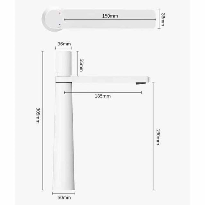 Bathroom Sink Mixer Faucet Tall, Monobloc Washroom Basin Taps Single Handle One Hole Deck Mounted, with Hot and Cold Hose, Brass Vessel Taps