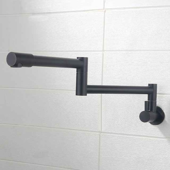 Pot Filler Kitchen Faucet Only Cold Water Stainless Steel, Brushed Black Foldable Sink Wall Mount Folding Fill Pot Kitchen Tap