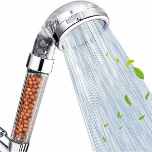 Stainless Steel Shower Head with handheld, Filter Filtration High Pressure Water Saving 3 Mode Function Spray Handheld Showerheads for Dry Skin & Hair