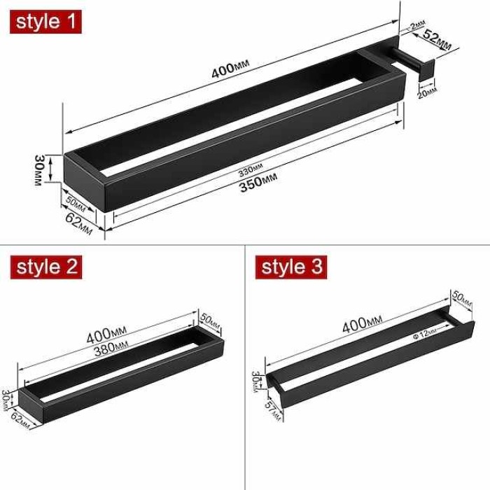 Adhesive Towel Bar with Hook, SUS304 Stainless Steel Hand Towel Holder for Bathroom, Towel Rack for Rolled Towels 40cm