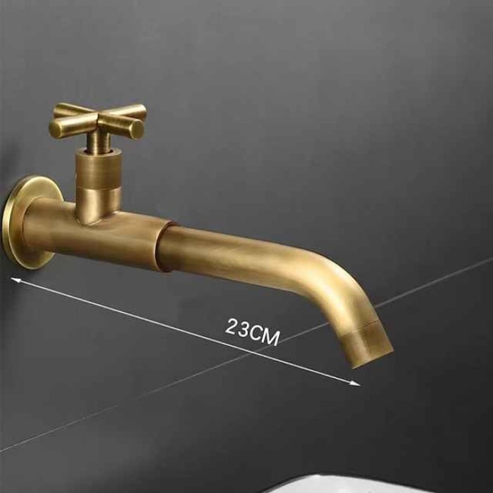 Bathroom Faucet Sink Only Cold Water Basin Taps Wall Mounted, 360 Rotates Single Handle Antique Brass Washroom Vessel Tap Black Chrome Golden White