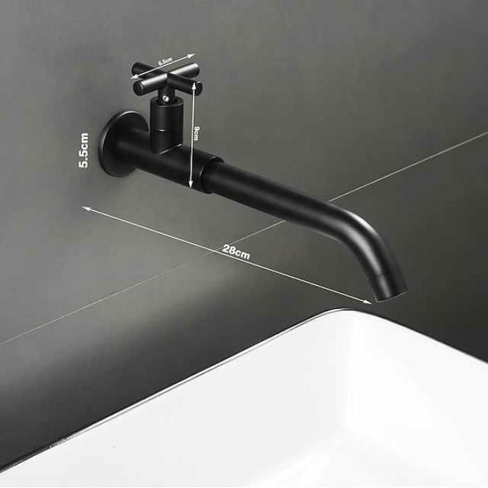 Bathroom Faucet Sink Only Cold Water Basin Taps Wall Mounted, 360 Rotates Single Handle Antique Brass Washroom Vessel Tap Black Chrome Golden White