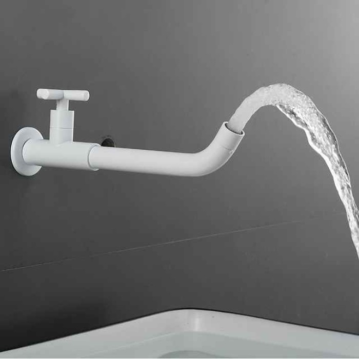 Bathroom Faucet Sink Only Cold Water Basin Taps Wall Mounted, 360 Rotates Single Handle Antique Brass Washroom Vessel Tap Black Chrome Golden White