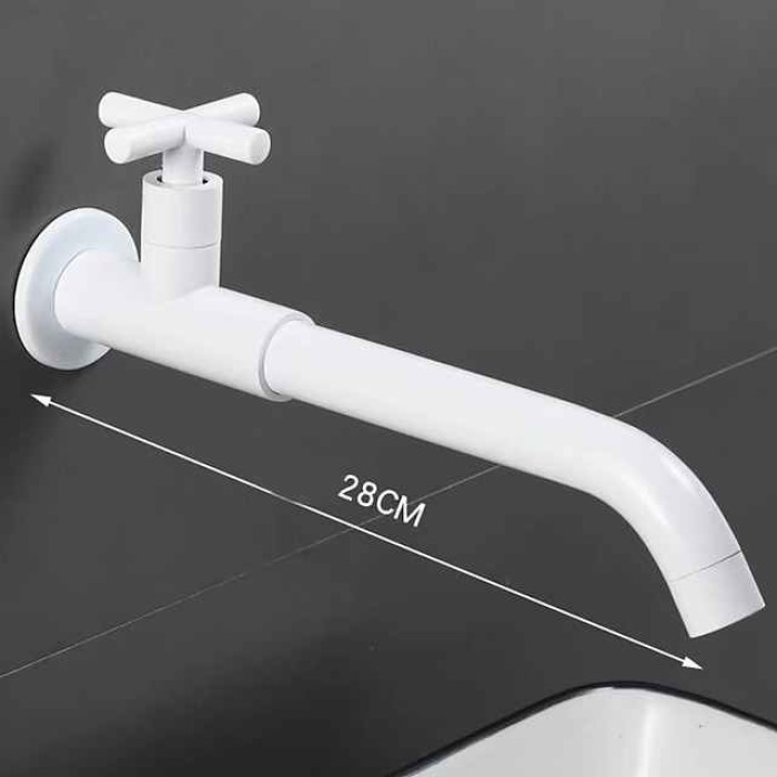 Bathroom Faucet Sink Only Cold Water Basin Taps Wall Mounted, 360 Rotates Single Handle Antique Brass Washroom Vessel Tap Black Chrome Golden White