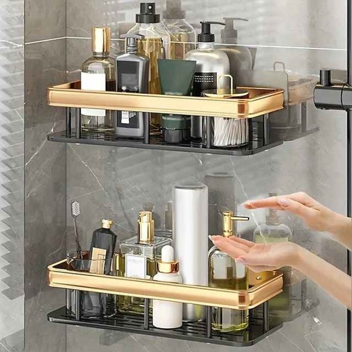 1pc Punch Free Toilet Storage Rack Bathroom Shelf Toilet Washroom Vanity Supplies Wall Hanging Wall Storage Rack