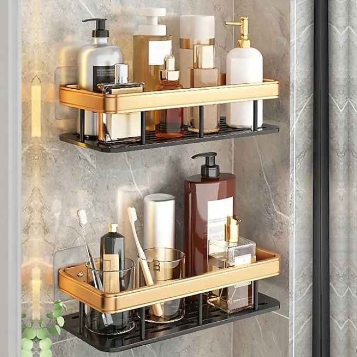 1pc Punch Free Toilet Storage Rack Bathroom Shelf Toilet Washroom Vanity Supplies Wall Hanging Wall Storage Rack