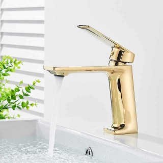 Monobloc Basin Taps Sink Mixer Bathroom Faucet, Single Handle Electroplated Washroom Tap, Black Golden Chrome Grey