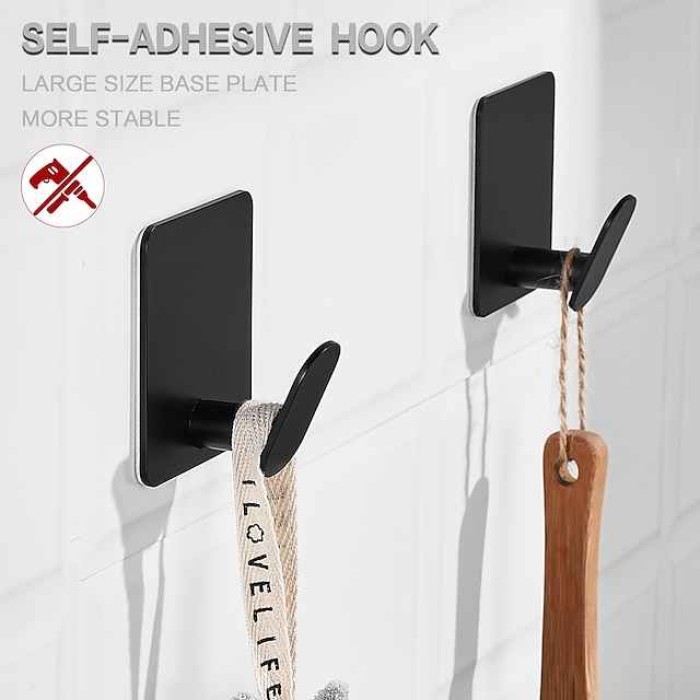 2pcs Heavy Duty Wall Hooks Waterproof Stainless Steel Hooks for Hat Towel Robe Hooks Rack Wall Mount - Bathroom Kitchen Home Hotel Office Cabinet and Bedroom