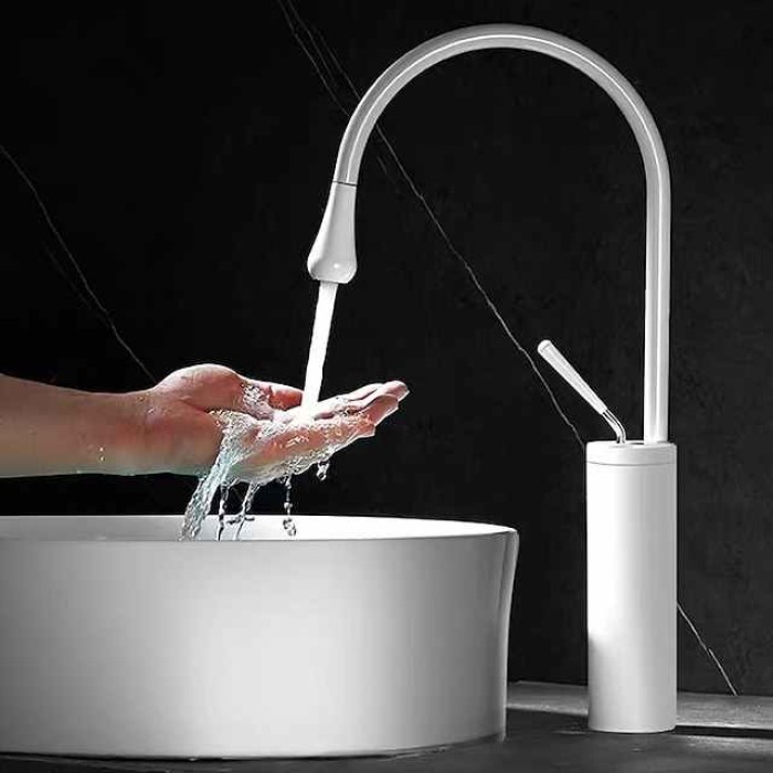 Bathroom Sink Faucet - Rotatable / Classic / Centerset Electroplated / Painted Finishes Deck Mounted Single Handle One HoleBath Taps