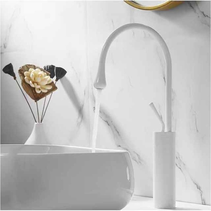 Bathroom Sink Faucet - Rotatable / Classic / Centerset Electroplated / Painted Finishes Deck Mounted Single Handle One HoleBath Taps