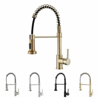 Kitchen Faucet Pull Donw High Arc Spout, 360 Swivel Single Handle Sink Mixer Taps, Kitchen Vessel Tap with Hot and Cold Water Hose