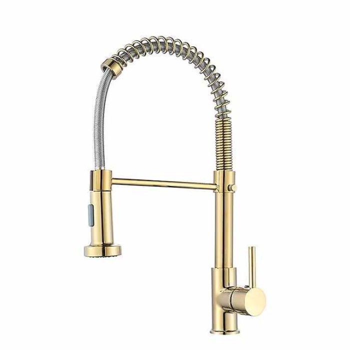 Kitchen Faucet Pull Donw High Arc Spout, 360 Swivel Single Handle Sink Mixer Taps, Kitchen Vessel Tap with Hot and Cold Water Hose