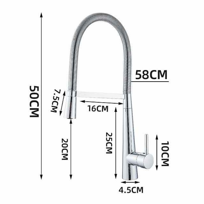 Kitchen Faucet Pull Down Sink Mixer Taps, High Arc Spring Vessel Brass Taps, Single Handle Swivel Spout 2 Mode with Hot and Cold Water Hose