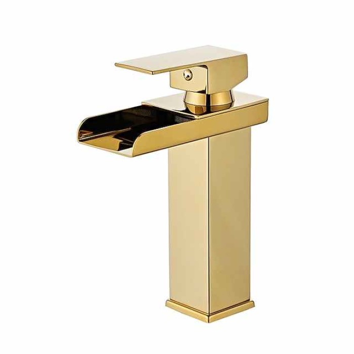 Bathroom Sink Faucet - Waterfall Stainless Steel Centerset Single Handle One HoleBath Taps