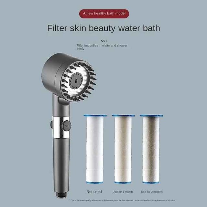 High Pressure 3-Mode Message Shower Head With Stop Button Handheld Water Saving Spray Nozzle Bathroom Accessories