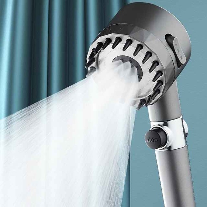 High Pressure 3-Mode Message Shower Head With Stop Button Handheld Water Saving Spray Nozzle Bathroom Accessories