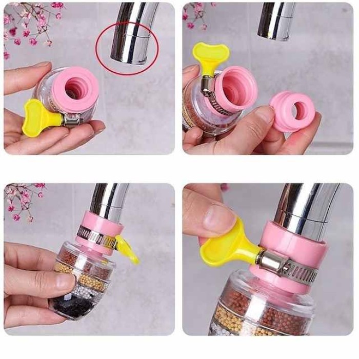 Six-Layer Adjustable Faucet Filter Water Purifier Household Bathroom Kitchen Tap Water Filter Splash-Proof Water Faucet Shower