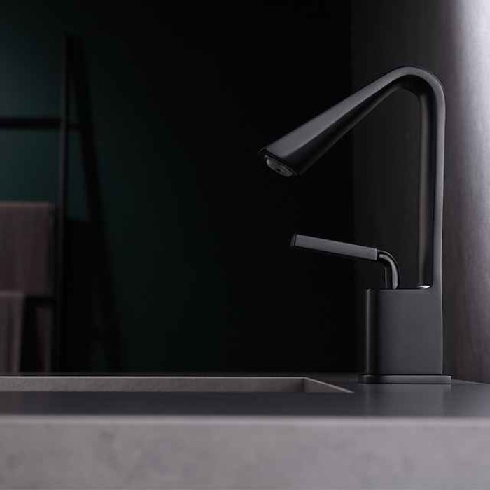 Bathroom Faucet Tall Spout Sink Mixer Basin Taps, Monobloc Single Handle Brass Washroom Vessel Tap with Cold and Hot Hose