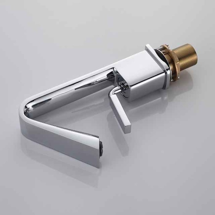 Bathroom Faucet Tall Spout Sink Mixer Basin Taps, Monobloc Single Handle Brass Washroom Vessel Tap with Cold and Hot Hose