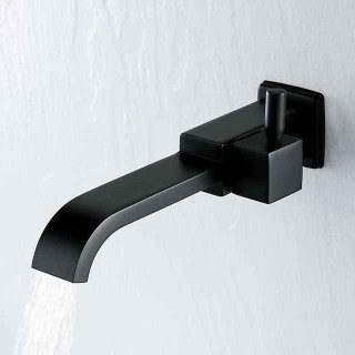 Wall Mounted Bathroom Facuet Cold Water Only, Monobloc Basin Taps Single Hole Brass Washroom Tap Black Chrome