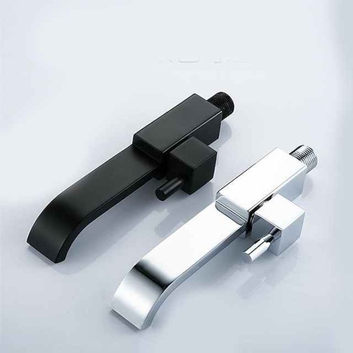 Wall Mounted Bathroom Facuet Cold Water Only, Monobloc Basin Taps Single Hole Brass Washroom Tap Black Chrome