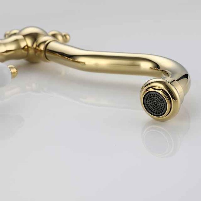 Bathroom Faucet Gold Sink Mixer Basin Taps, 360 Swivel Single Handle Vessel Tap with Cold and Hot Hose