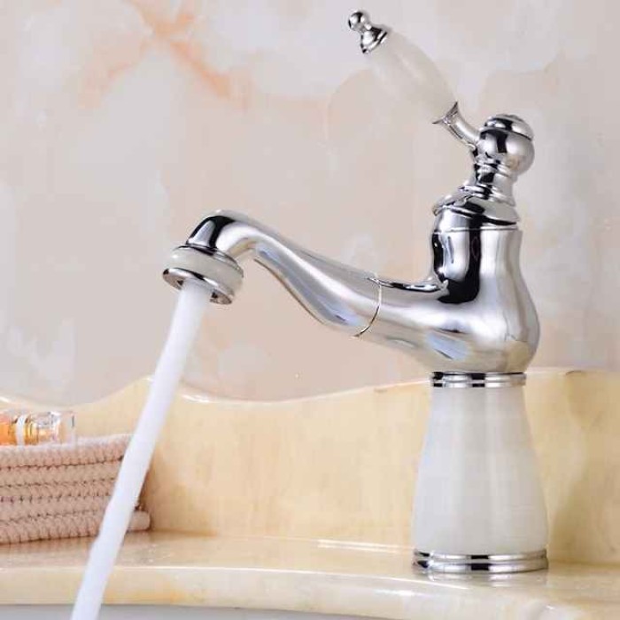 Bathroom Faucet Sink  Mixer Basin Taps Short/Tall, Single Ceramic Handle Vessel Taps with Cold and Hot Hose  for Washroom Bath