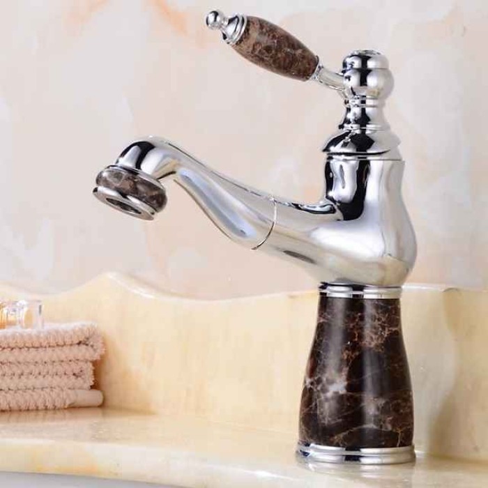 Bathroom Faucet Sink  Mixer Basin Taps Short/Tall, Single Ceramic Handle Vessel Taps with Cold and Hot Hose  for Washroom Bath