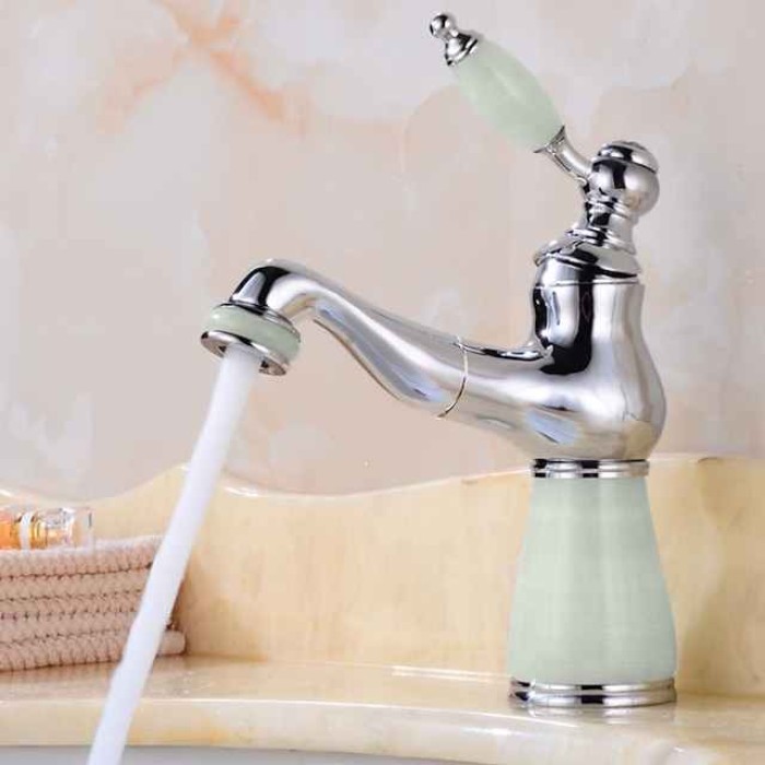 Bathroom Faucet Sink  Mixer Basin Taps Short/Tall, Single Ceramic Handle Vessel Taps with Cold and Hot Hose  for Washroom Bath