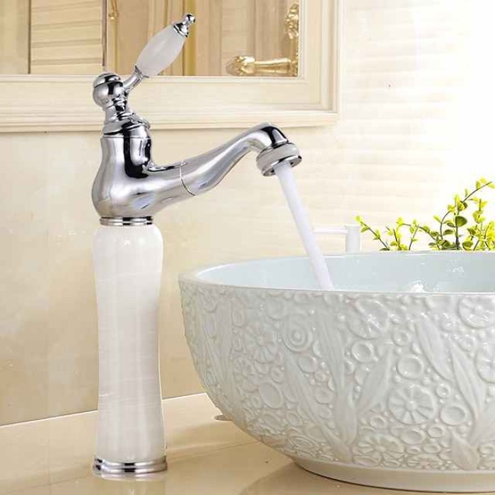 Bathroom Faucet Sink  Mixer Basin Taps Short/Tall, Single Ceramic Handle Vessel Taps with Cold and Hot Hose  for Washroom Bath